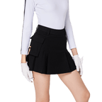 BLKTEE女高爾夫側口袋毛料短裙(黑色)