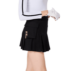 BLKTEE女高爾夫側口袋毛料短裙(黑色)