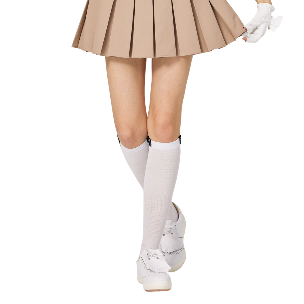 BLKTEE女輕薄及膝長筒襪(白)