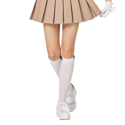 BLKTEE女輕薄及膝長筒襪(白)