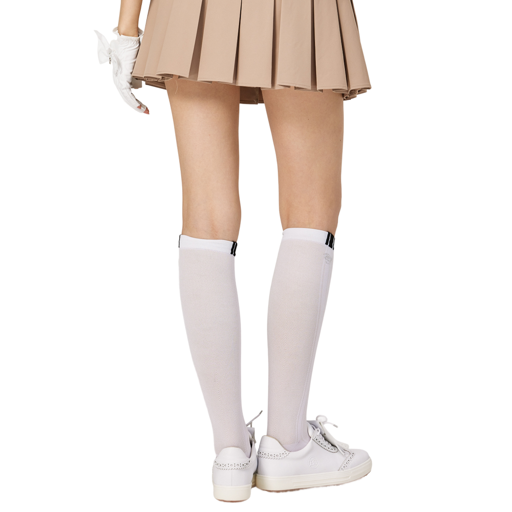 BLKTEE女輕薄及膝長筒襪(白)