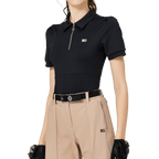 Baju Lengan Pendek Kolar Berzip BLKTEE untuk Wanita (Hitam)