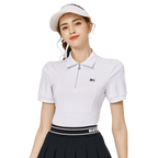 BLKTEE拉鍊翻領女短袖上衣(白色)