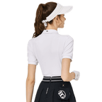 BLKTEE拉鍊翻領女短袖上衣(白色)