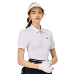 BLKTEE拉鍊翻領女短袖上衣(白色)