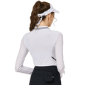 BLKTEE涼感小立領冰絲防曬連袖女上衣(白色)