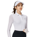 Baju Atasan Wanita Lengan Panjang Pelindung Matahari Sutera Ais Kolar Manik BLKTEE (Putih)