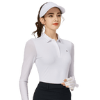 Baju Atasan Wanita Lengan Panjang Pelindung Matahari Sutera Ais Kolar Manik BLKTEE (Putih)