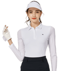Baju Atasan Wanita Lengan Panjang Pelindung Matahari Sutera Ais Kolar Manik BLKTEE (Putih)