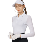 Baju Atasan Wanita Lengan Panjang Pelindung Matahari Sutera Ais Kolar Manik BLKTEE (Putih)