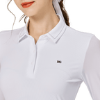 Baju Atasan Wanita Lengan Panjang Pelindung Matahari Sutera Ais Kolar Manik BLKTEE (Putih)