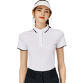 Baju Lengan Pendek Wanita Bercorak Berlian BLKTEE Leher Berusuk Jacquard (Putih)