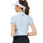 BLKTEE Cool Punching Breathable Lapel Women's Short Sleeve Top (Light Blue)
