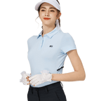 BLKTEE Cool Punching Breathable Lapel Women's Short Sleeve Top (Light Blue)