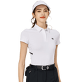 涼感冲孔透氣翻領女短袖上衣(白色)