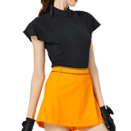 BLKTEE Wave Sleeve Stand Collar Women's Short Sleeve Top (Black)