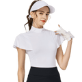 BLKTEE波浪袖立領女短袖上衣(白色)