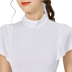 BLKTEE波浪袖立領女短袖上衣(白色)