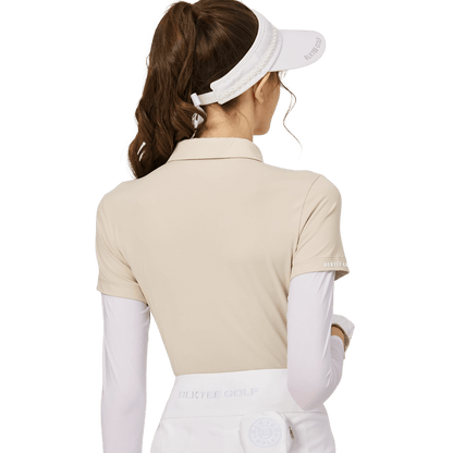 BLKTEE Hot Bead Lapel Mercerized Short Sleeve Women's Top (Khaki)