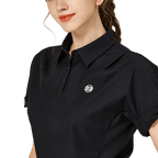 休閑長版寬鬆女短袖上衣(黑色)