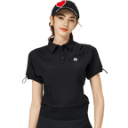 BLKTEE休閑長版寬鬆女短袖上衣(黑色)