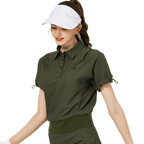 BLKTEE休閑長版寬鬆女短袖上衣(軍綠色)