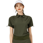 BLKTEE休閑長版寬鬆女短袖上衣(軍綠色)