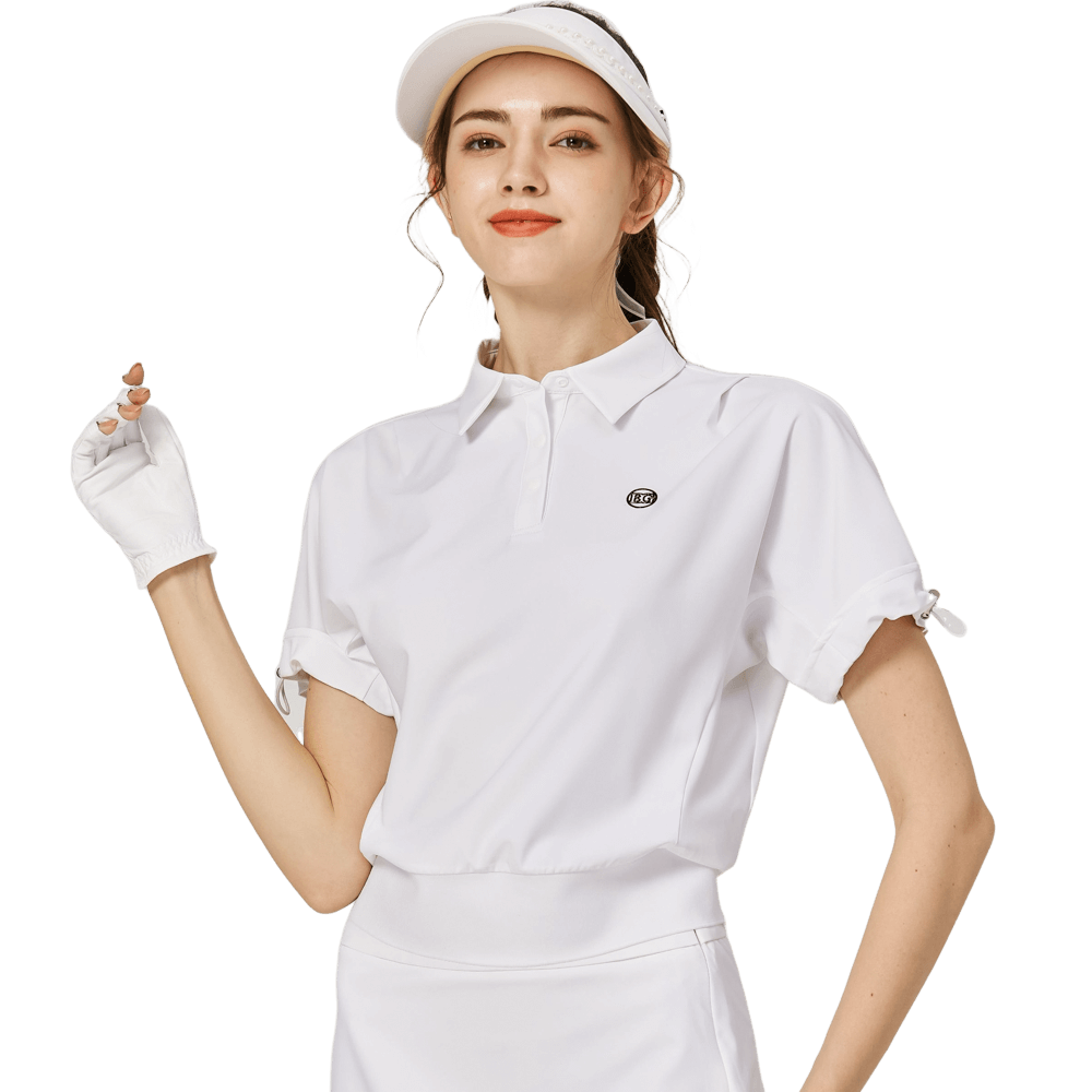 休閑長版寬鬆女短袖上衣(白色)