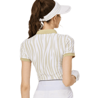 BLKTEE彩條翻領女短袖上衣(卡其)