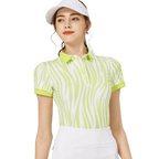 BLKTEE彩條翻領女短袖上衣(果綠)