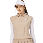 BLKTEE寬鬆版假兩件涼感女連袖無袖衣(卡其)