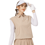 BLKTEE寬鬆版假兩件涼感女連袖無袖衣(卡其)