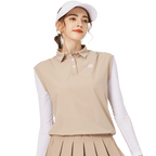 BLKTEE寬鬆版假兩件涼感女連袖無袖衣(卡其)