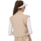 BLKTEE寬鬆版假兩件涼感女連袖無袖衣(卡其)