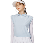 BLKTEE寬鬆版假兩件涼感女連袖無袖衣(淺藍)