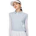 寬鬆版假兩件涼感女連袖無袖衣(淺藍)