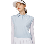 寬鬆版假兩件涼感女連袖無袖衣(淺藍)