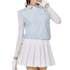 BLKTEE寬鬆版假兩件涼感女連袖無袖衣(淺藍)