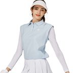 BLKTEE寬鬆版假兩件涼感女連袖無袖衣(淺藍)