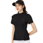 BLKTEE小百褶長版寬鬆女短袖上衣(黑色)