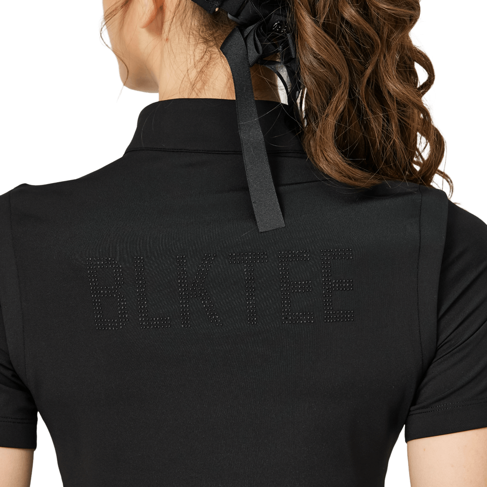 BLKTEE小百褶長版寬鬆女短袖上衣(黑色)