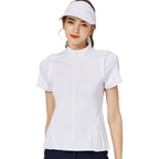 BLKTEE小百褶長版寬鬆女短袖上衣(白色)