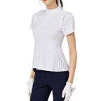 BLKTEE小百褶長版寬鬆女短袖上衣(白色)