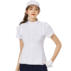 BLKTEE小百褶長版寬鬆女短袖上衣(白色)