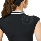 BLKTEE涼感收腰學院領女無袖上衣(黑色)