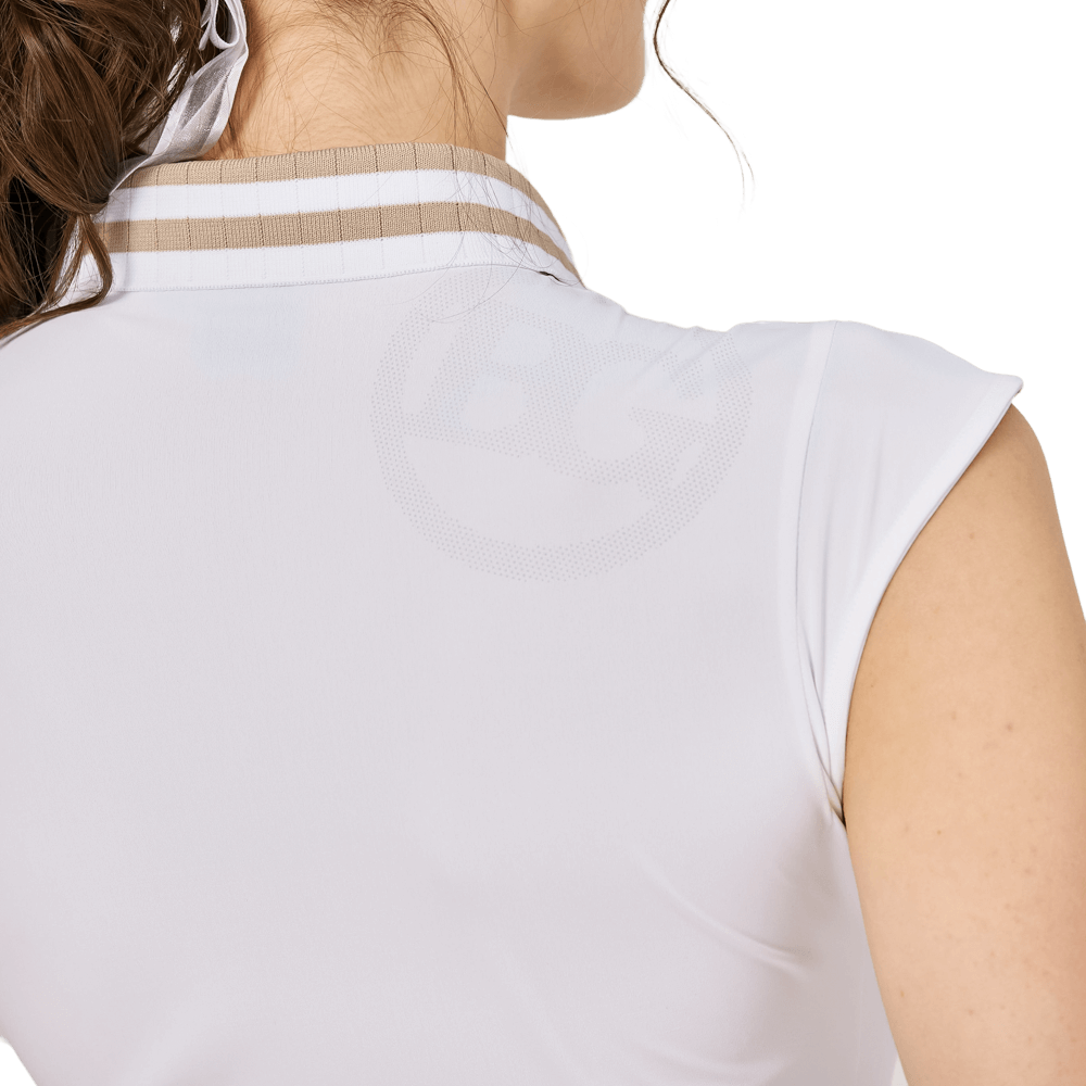 BLKTEE涼感收腰學院領女無袖上衣(白色)