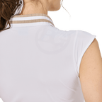 BLKTEE涼感收腰學院領女無袖上衣(白色)