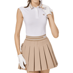 BLKTEE涼感收腰學院領女無袖上衣(白色)