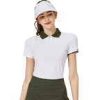 BLKTEE撞色領女短袖上衣(白色)