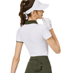 BLKTEE撞色領女短袖上衣(白色)